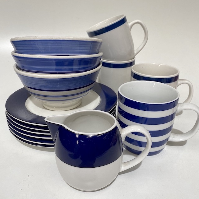 DINNERWARE, Blue White Stripe Assorted